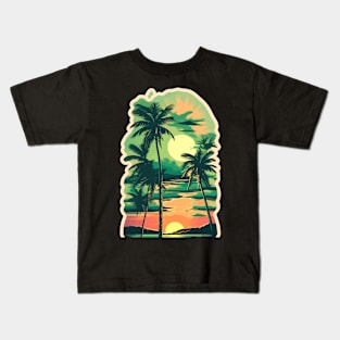 sunset palm tree Kids T-Shirt